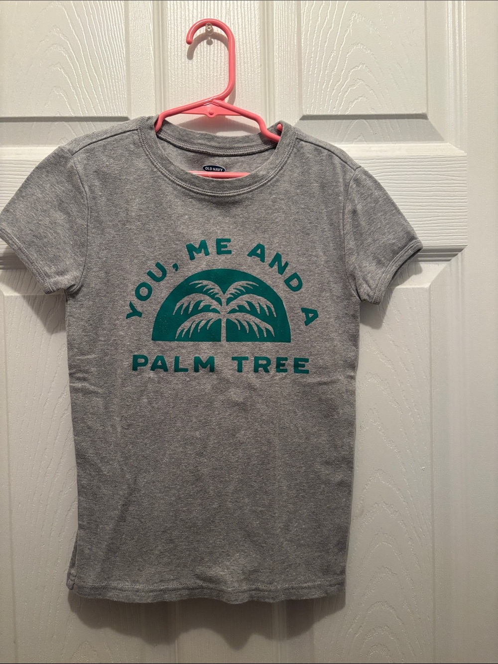 Old Navy Gray Tee with Teal Palm Graphic